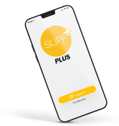 Mobiltelefon med Slipp Plus på skärmen.
